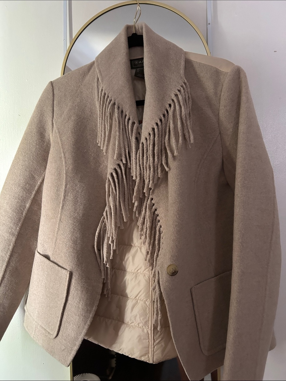 Ariat Beige Fringe Collar Wool-Blend Blazer